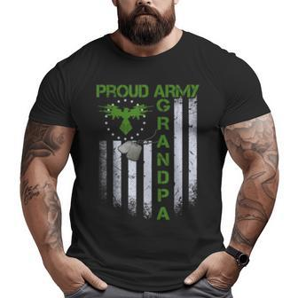 Vintage Retro Flag Proud Army Grandpa Dog Tags Military Big and Tall Men T-shirt | Mazezy