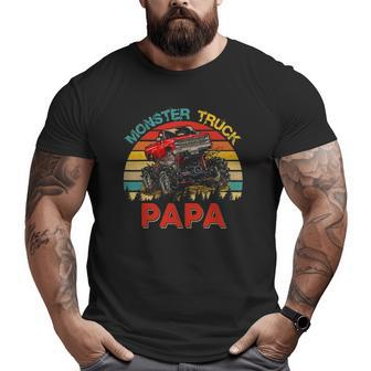 Vintage Retro Monster Truck Papa Driver Lover Father's Day Big and Tall Men T-shirt | Mazezy