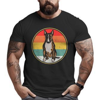 Vintage Retro Sunset Miniature Bull Terrier Dog Big and Tall Men T-shirt | Mazezy