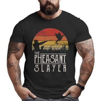 Vintage Sunset Retro Style Pheasant Hunting Pheasant Slayer Big and Tall Men T-shirt | Mazezy