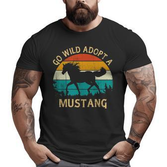 Vintage Sunset Wild Mustang Horse Go Wild Adopt A Mustang Big and Tall Men T-shirt | Mazezy