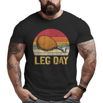 Vintage Turkey Thanksgiving It's Leg Day Gym Workout For Turkey Lovers Big and Tall Men T-shirt | Mazezy