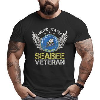 Vintage United States Navy Seabee Veteran Us Military Big and Tall Men T-shirt | Mazezy
