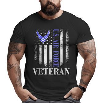Vintage Us Air Force Veteran With American Flag Big and Tall Men T-shirt | Mazezy