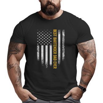 Vintage Usa American Flag Best Bartender Dad Ever Big and Tall Men T-shirt | Mazezy CA