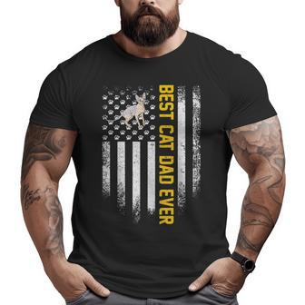 Vintage Usa American Flag Best Sphynx Cat Dad Ever Big and Tall Men T-shirt | Mazezy