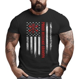 Vintage Usa American Flag Proud Mechanic Grandpa Distressed Big and Tall Men T-shirt | Mazezy