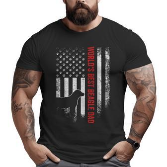 Vintage Usa American Flag World's Best Beagle Dad Silhouette Big and Tall Men T-shirt | Mazezy