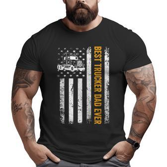 Vintage Usa Best Trucker Dad Ever American Flag Fathers Day Big and Tall Men T-shirt | Mazezy