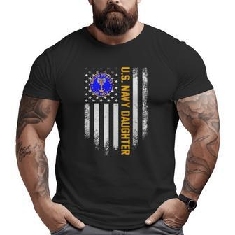 Vintage Usa Flag Proud Us Navy Daughter Veteran Military Big and Tall Men T-shirt | Mazezy