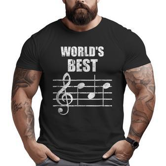 Vintage World's Best Dad Treble Clef Musician Big and Tall Men T-shirt | Mazezy