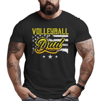 Volleyball Dad American Flag Big and Tall Men T-shirt | Mazezy