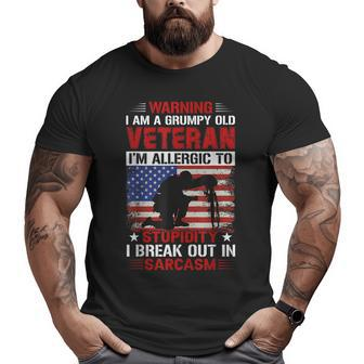 Warning I Am A Grumpy Old Veteran Big and Tall Men T-shirt | Mazezy