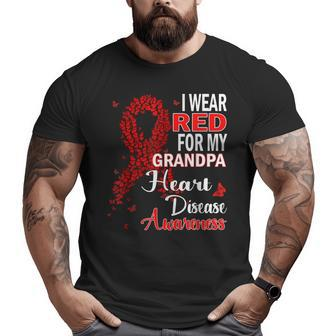 I Wear Red For My Grandpa Heart Disease Awareness Support Big and Tall Men T-shirt | Mazezy UK