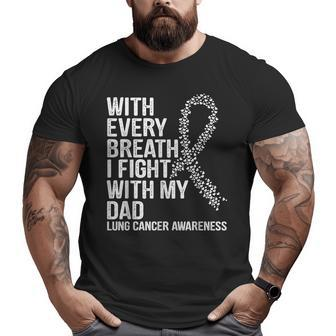 I Wear White For My Dad Lung Cancer Awareness Ribbon Big and Tall Men T-shirt | Mazezy