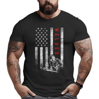 Welder American Flag Welding For Dad Grandpa Big and Tall Men T-shirt | Mazezy