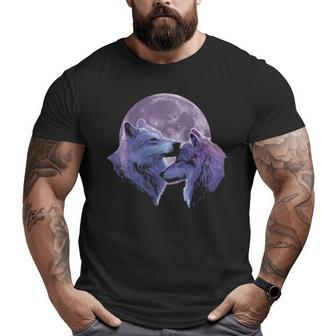 Wolf Full Moon Violet Wolvess Big and Tall Men T-shirt | Mazezy