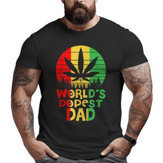 Worlds Dopest Dad Cannabis Weed Marijuana Leaf Big and Tall Men T-shirt | Mazezy