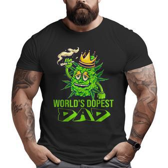 World's Dopest Dad Cannabis Leaf Weed Fathers Day Big and Tall Men T-shirt | Mazezy