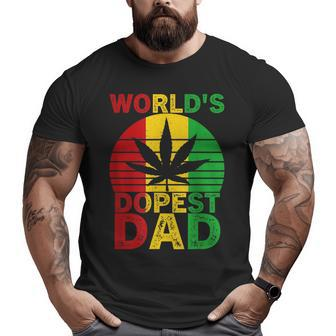 World's Dopest Dad Vintage Weed Leaf Cannabis Marijuana Big and Tall Men T-shirt | Mazezy