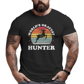 World's Okayest Hunter Deer Bow Hunting Dad Mens Big and Tall Men T-shirt | Mazezy