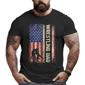 Wrestling Dad Usa American Flag Wrestle Men Father's Day Big and Tall Men T-shirt | Mazezy