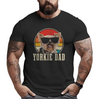Yorkie Dad Sunglasses Dog Vintage Yorkshire Terrier Big and Tall Men T-shirt | Mazezy