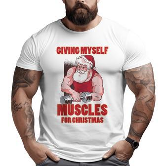 Muscle Xmas Weightlifting Santa Claus Costume Snow Christmas Big and Tall Men T-shirt | Mazezy UK