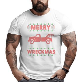 Tow Truck Driver Funy Ugly Christmas Merry Wreckmas Big and Tall Men T-shirt | Mazezy CA