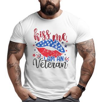 4Th Of July 2023 Kiss Me I-Am An Veteran Patriotic American Big and Tall Men T-shirt | Mazezy DE