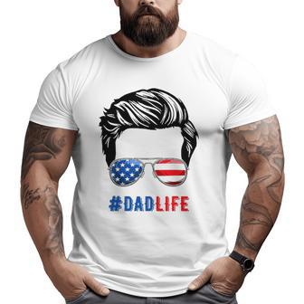 4Th Of July Tee Dad Life Sunglasses American Flag Big and Tall Men T-shirt | Mazezy