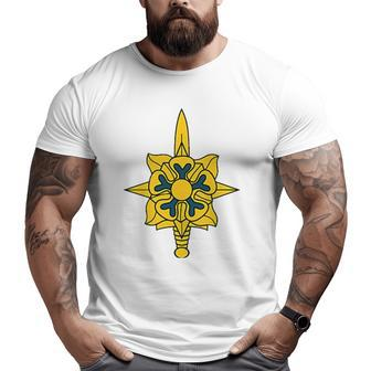 Army Military Intelligence Corps Branch Veteran Insignia Big and Tall Men T-shirt | Mazezy