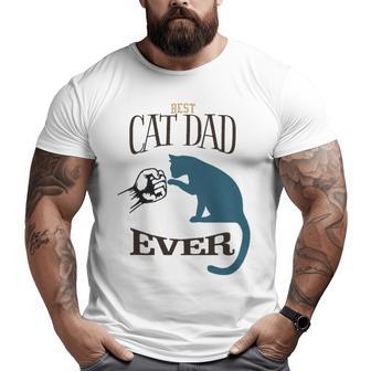 Best Cat Dad Ever Fist Bump Blue Cat Personalized Cat Dad Big and Tall Men T-shirt | Mazezy