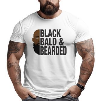 Black Bald And Bearded Face Father's Day Big and Tall Men T-shirt | Mazezy