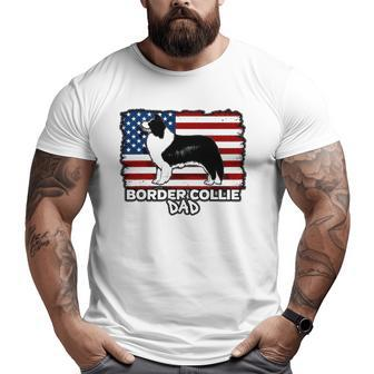 Border Collie Dad Dog American Flag Big and Tall Men T-shirt | Mazezy