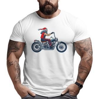 Cool Father Christmas Biker Santa On Chopper Motorcycle Big and Tall Men T-shirt | Mazezy