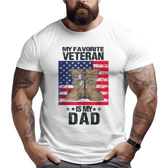 Dad Father's Day My Favorite Veteran Is My Father Proud Kids Big and Tall Men T-shirt | Mazezy