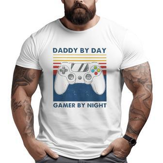 Daddy By Day Gamer By Night Controller Father's Day Gamer Big and Tall Men T-shirt | Mazezy