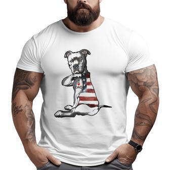 Dog Pitbull I Love Dad Tattoo Father's Day Big and Tall Men T-shirt | Mazezy