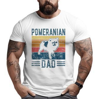 Dog Pomeranian Dog Pom Papa Vintage Pomeranian Dad Big and Tall Men T-shirt | Mazezy