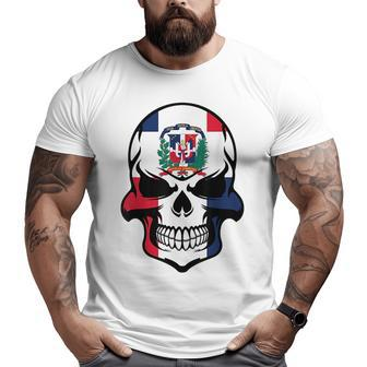 Dominican Flag Skull Cool Dominican Republic Skull Dominican Republic Big and Tall Men T-shirt | Mazezy DE