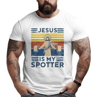 Gym Jesus Is My Spotter Workout Jesus Big and Tall Men T-shirt | Mazezy