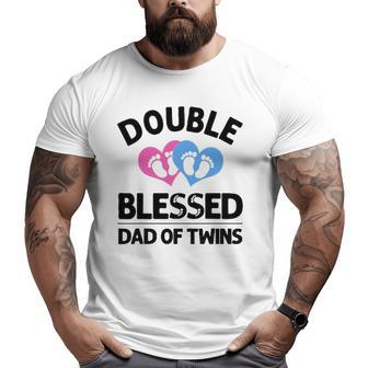 New Dad Of Twins For Men Father Announcement Big and Tall Men T-shirt | Mazezy