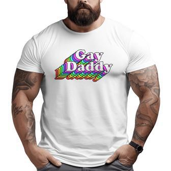 Gay Daddy Rainbow Pride Retro Lgbtq Big and Tall Men T-shirt | Mazezy