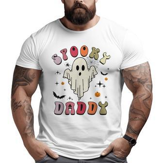 Groovy Spooky Daddy Retro Halloween Witchy Ghost Spooky Dad Big and Tall Men T-shirt | Mazezy