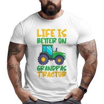 Kids Young Farmer Tractor Boy On Grandpas Tractor Big and Tall Men T-shirt | Mazezy