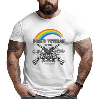 Lgbtq July 4Th American Flag Rainbow Proud Veteran Big and Tall Men T-shirt | Mazezy