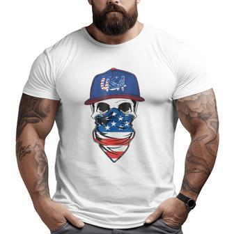 Men's American Flag Skull Usa Military Big and Tall Men T-shirt | Mazezy