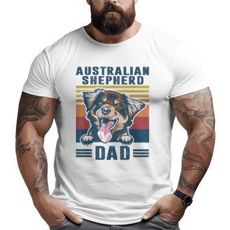 Mens Australian Shepherd Dad Father Retro Australian Shepherd Big and Tall Men T-shirt | Mazezy