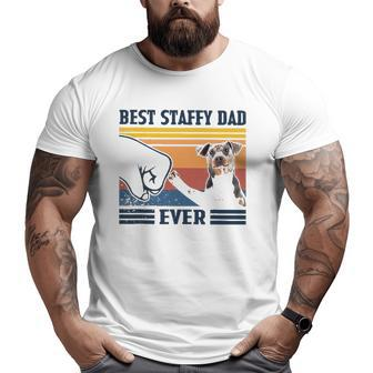 Mens Best Staffy Dad Ever Dog Lover Father's Day Big and Tall Men T-shirt | Mazezy